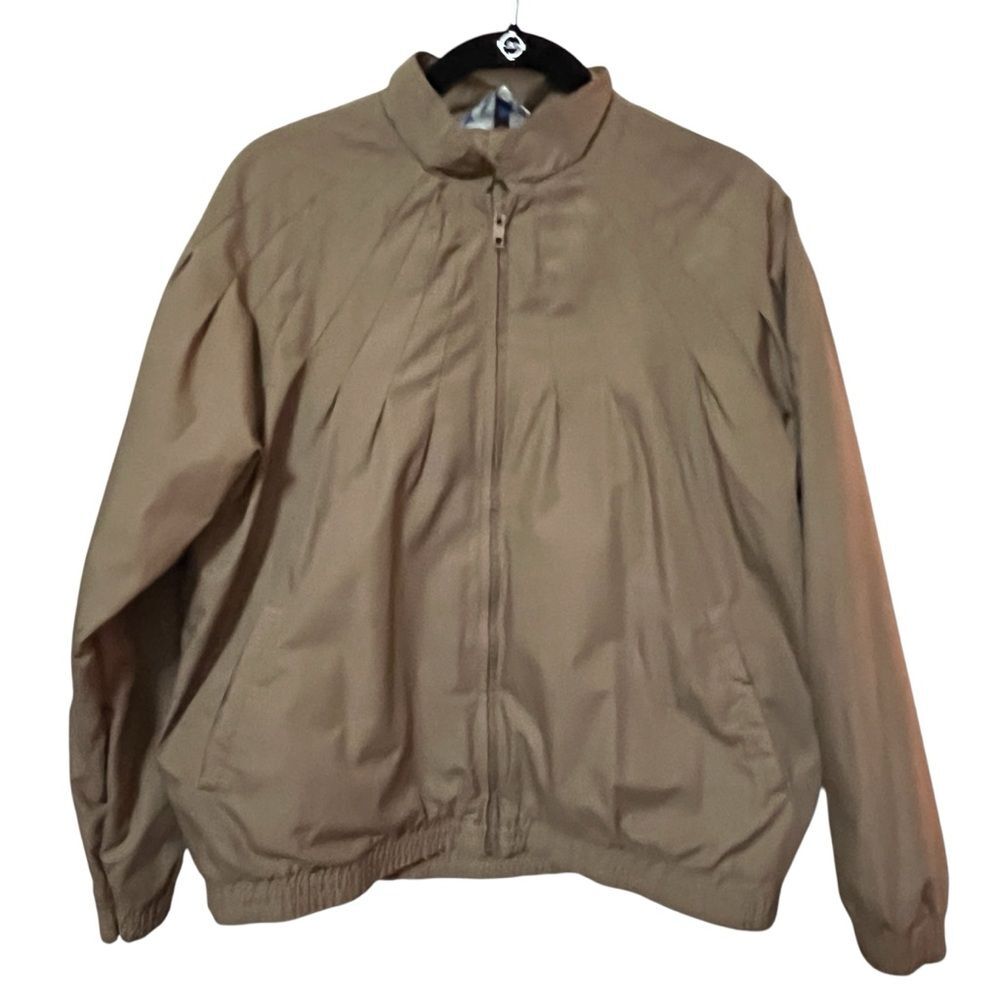 Vintage Bomber Jacket Pacific Trail  Brown Taupe Pleated Boxy Unisex Mens 10